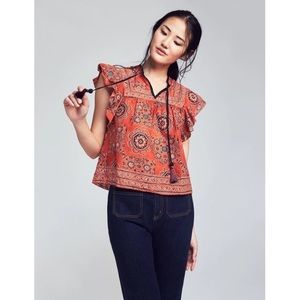 NWT Bandana Block Print Cotton Voile Top